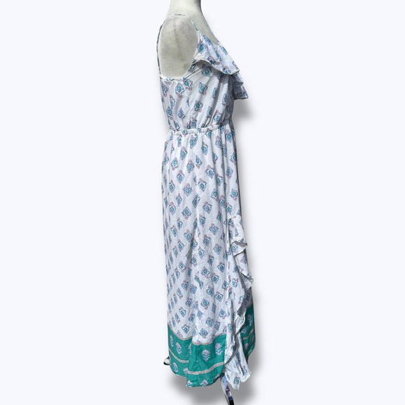 Billabong High Low Ruffle Cotton Maxi Dress Size Large Summer Vacation Boho - Picture 4 of 9